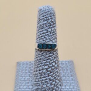Size 6.25 Sterling Silver Turquoise Chip Inlay Ring A4469